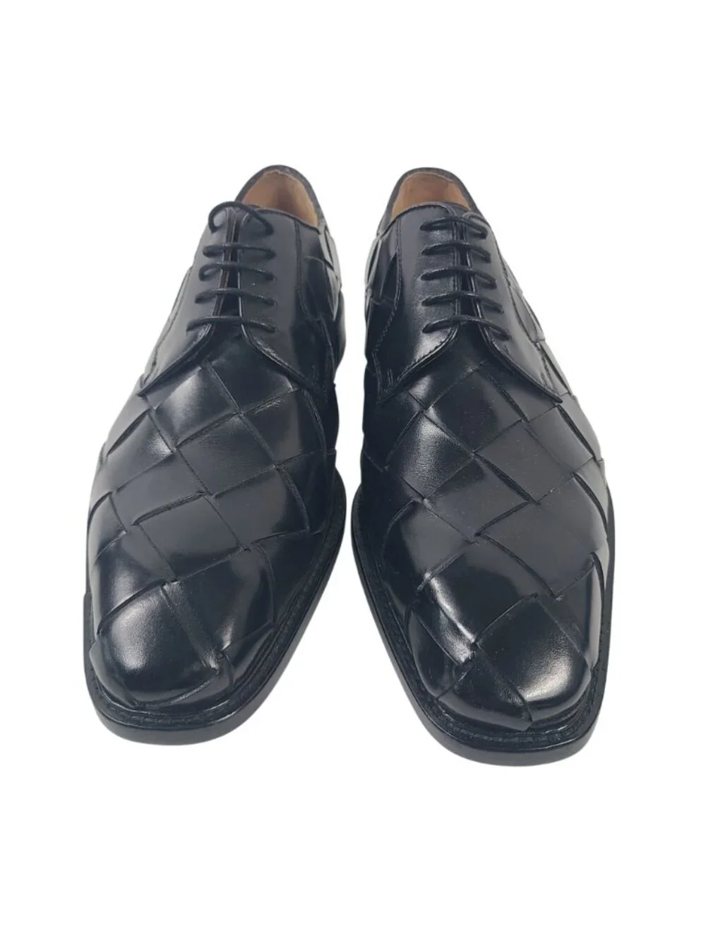 NEW Ugo Vasare Woven Black Leather Oxford Shoes Men's Size 8 Made In Italy